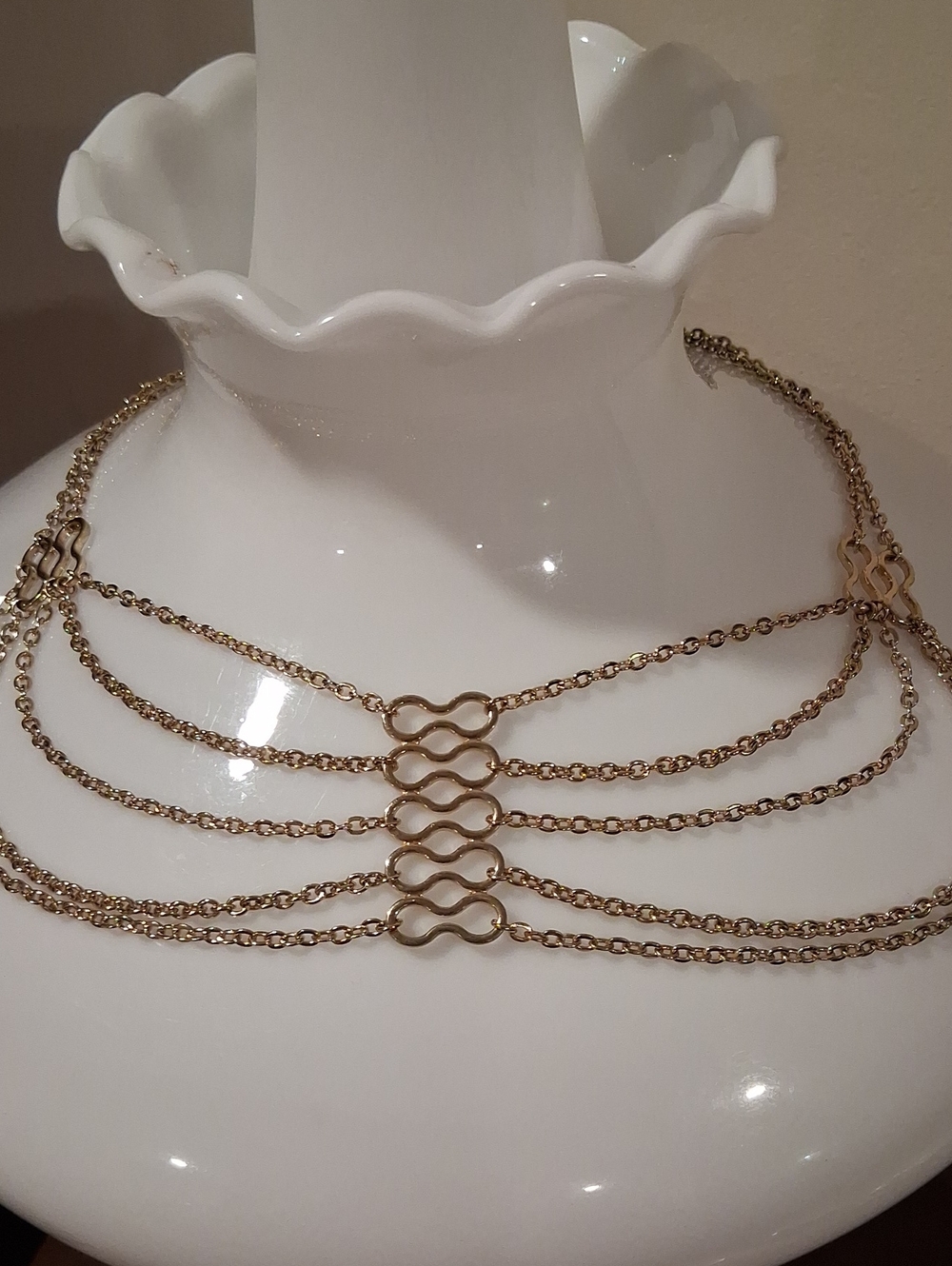 Layered Gold Multi-Row Connector Necklace